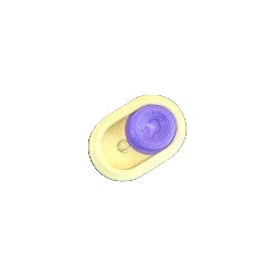 Close-up of Snappy™ Hidden Gem Clicker in oval shape with lavender button. Compact magnetic toy for stress relief and focus.